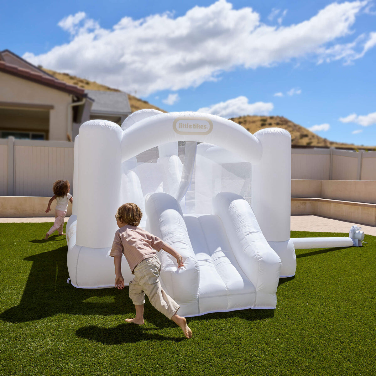 Cloud Collection™ Jump 'n Double Slide Bouncer – White